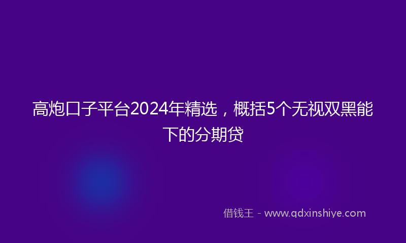 高炮口子平台2024年精选，概括5个无视双黑能下的分期贷