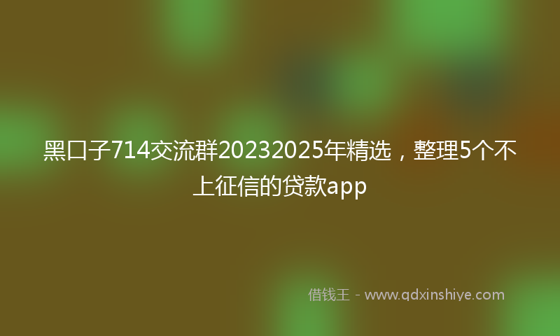 黑口子714交流群20232025年精选，整理5个不上征信的贷款app