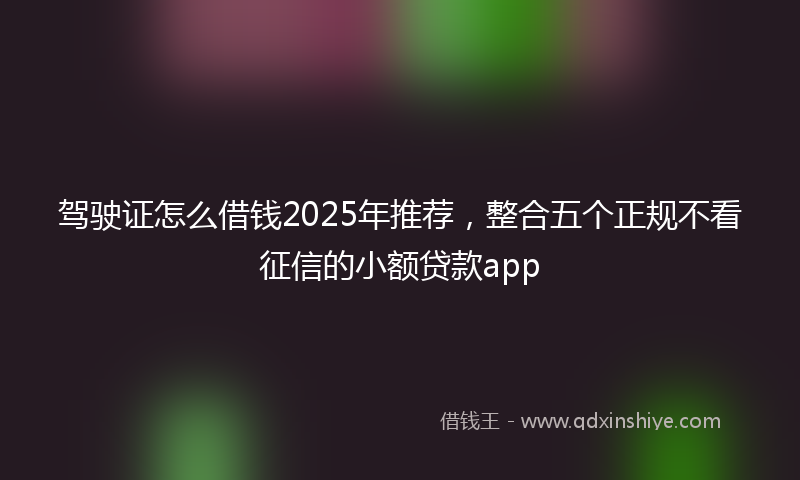 驾驶证怎么借钱2025年推荐，整合五个正规不看征信的小额贷款app