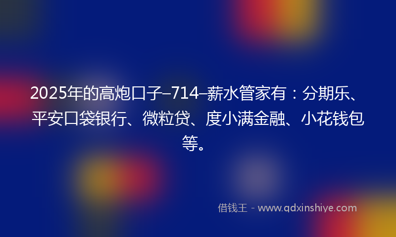 2025年的高炮口子–714–薪水管家有：分期乐、平安口袋银行、微粒贷、度小满金融、小花钱包等。