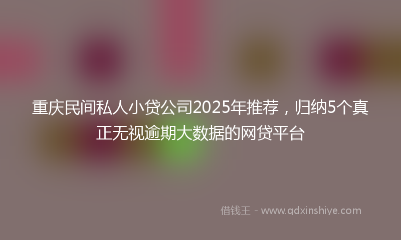 重庆民间私人小贷公司2025年推荐，归纳5个真正无视逾期大数据的网贷平台