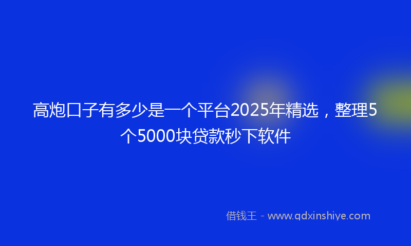 高炮口子有多少是一个平台2025年精选，整理5个5000块贷款秒下软件