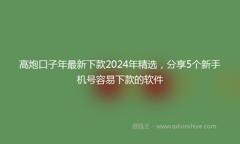 高炮口子年最新下款2024年精选，分享5个新手机号容易下款的软件