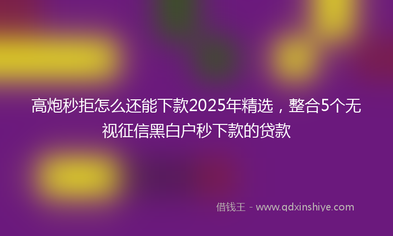 高炮秒拒怎么还能下款2025年精选，整合5个无视征信黑白户秒下款的贷款