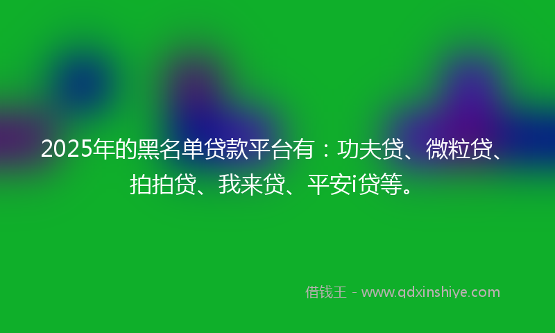 2025年的黑名单贷款平台有：功夫贷、微粒贷、拍拍贷、我来贷、平安i贷等。