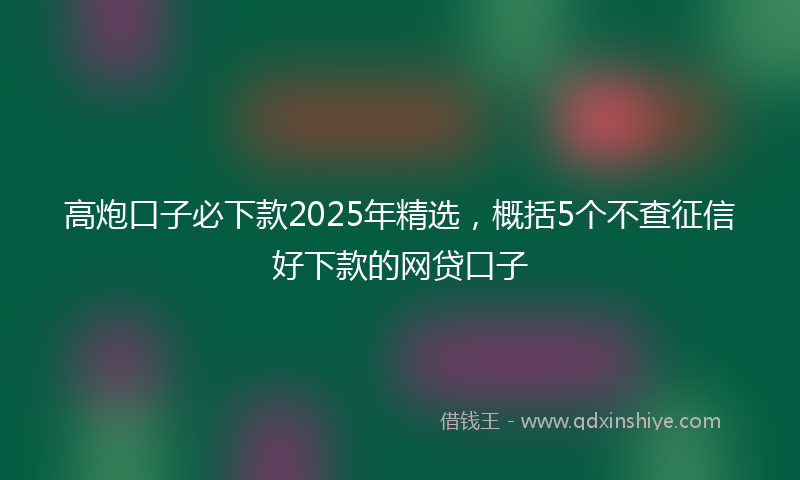高炮口子必下款2025年精选，概括5个不查征信好下款的网贷口子