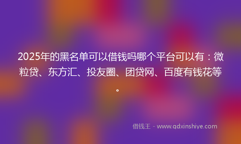 2025年的黑名单可以借钱吗哪个平台可以有：微粒贷、东方汇、投友圈、团贷网、百度有钱花等。