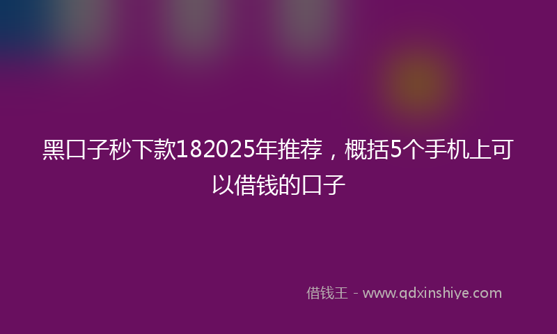 黑口子秒下款182025年推荐，概括5个手机上可以借钱的口子