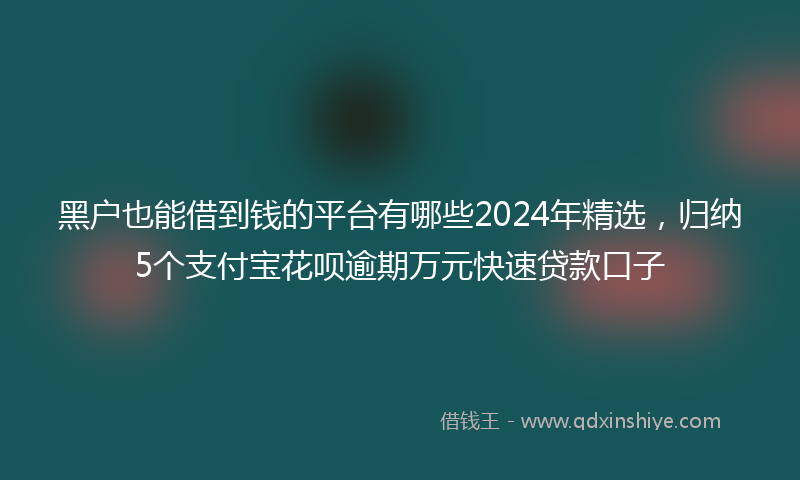 黑户也能借到钱的平台有哪些2024年精选，归纳5个支付宝花呗逾期万元快速贷款口子