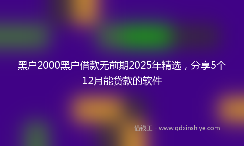 黑户2000黑户借款无前期2025年精选，分享5个12月能贷款的软件