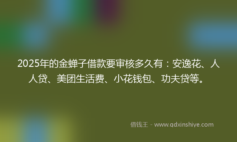 2025年的金蝉子借款要审核多久有：安逸花、人人贷、美团生活费、小花钱包、功夫贷等。