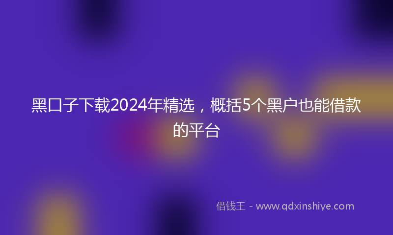 黑口子下载2024年精选，概括5个黑户也能借款的平台