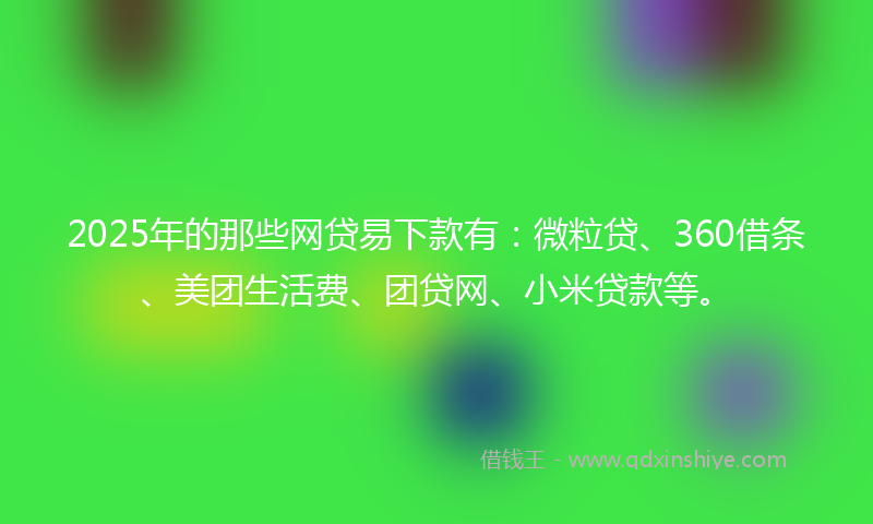 2025年的那些网贷易下款有：微粒贷、360借条、美团生活费、团贷网、小米贷款等。