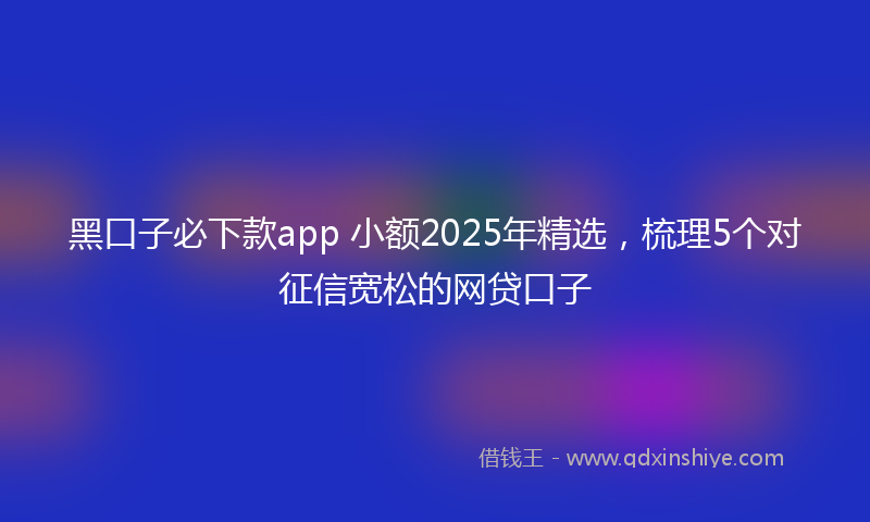 黑口子必下款app 小额2025年精选，梳理5个对征信宽松的网贷口子