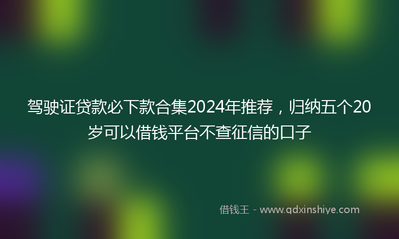驾驶证贷款必下款合集2024年推荐，归纳五个20岁可以借钱平台不查征信的口子