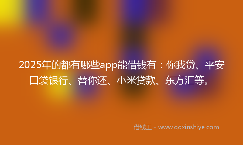 2025年的都有哪些app能借钱有：你我贷、平安口袋银行、替你还、小米贷款、东方汇等。