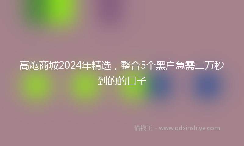 高炮商城2024年精选，整合5个黑户急需三万秒到的的口子