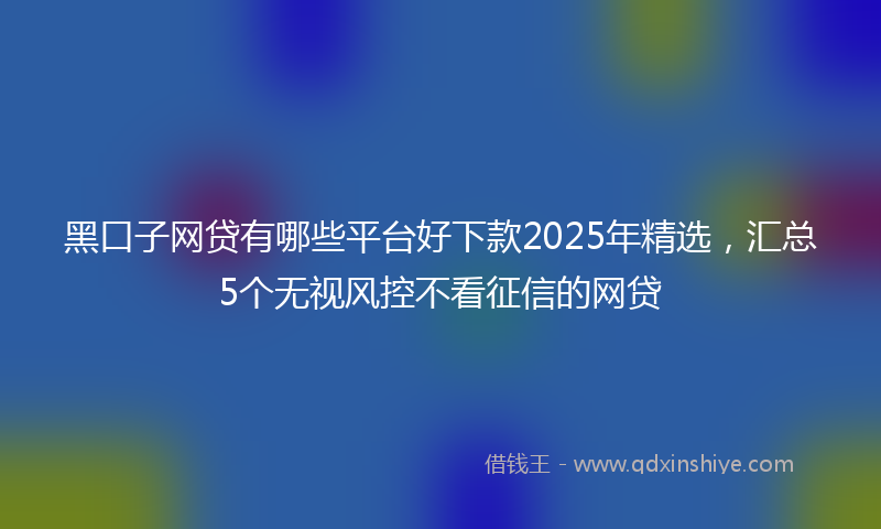 黑口子网贷有哪些平台好下款2025年精选，汇总5个无视风控不看征信的网贷