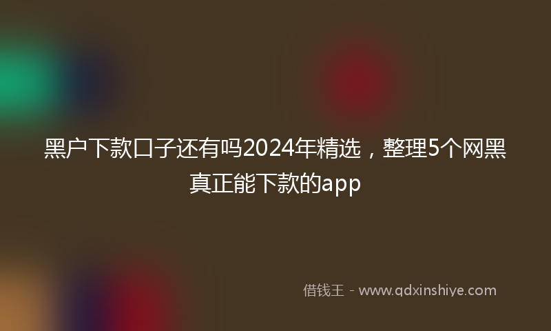 黑户下款口子还有吗2024年精选，整理5个网黑真正能下款的app