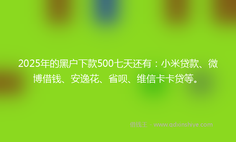 2025年的黑户下款500七天还有：小米贷款、微博借钱、安逸花、省呗、维信卡卡贷等。