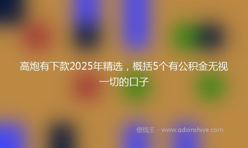 高炮有下款2025年精选，概括5个有公积金无视一切的口子