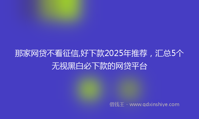 那家网贷不看征信,好下款2025年推荐，汇总5个无视黑白必下款的网贷平台
