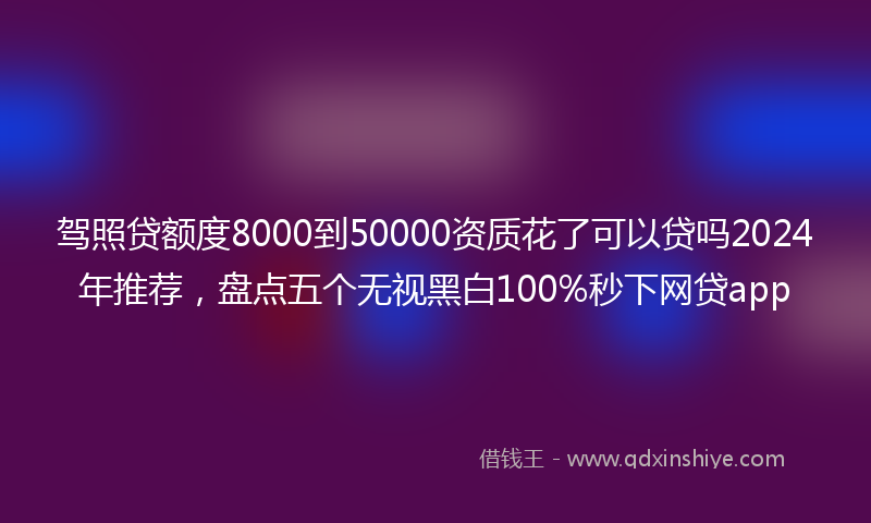 驾照贷额度8000到50000资质花了可以贷吗2024年推荐，盘点五个无视黑白100%秒下网贷app