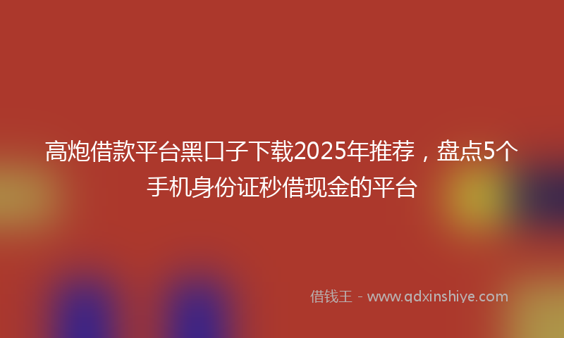 高炮借款平台黑口子下载2025年推荐，盘点5个手机身份证秒借现金的平台
