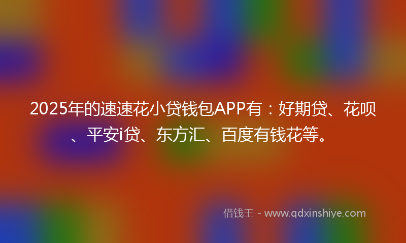 2025年的速速花小贷钱包APP有：好期贷、花呗、平安i贷、东方汇、百度有钱花等。