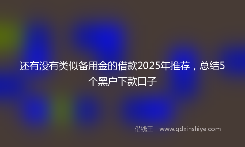 还有没有类似备用金的借款2025年推荐，总结5个黑户下款口子