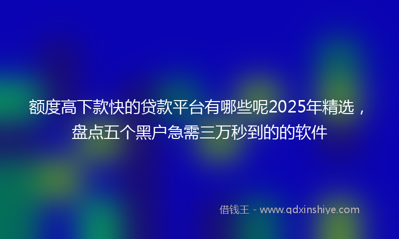 额度高下款快的贷款平台有哪些呢2025年精选，盘点五个黑户急需三万秒到的的软件
