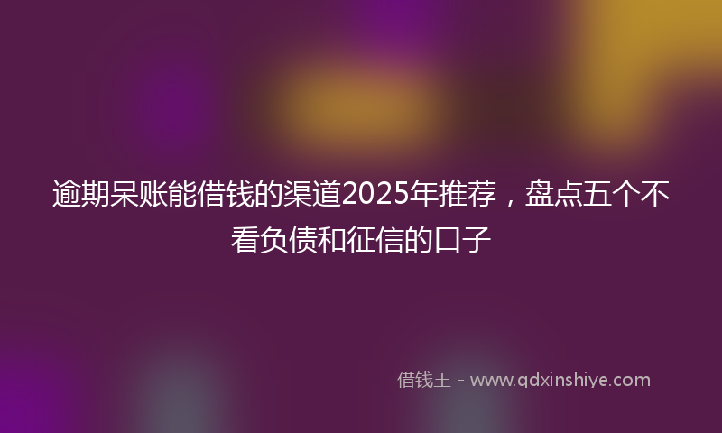 逾期呆账能借钱的渠道2025年推荐，盘点五个不看负债和征信的口子