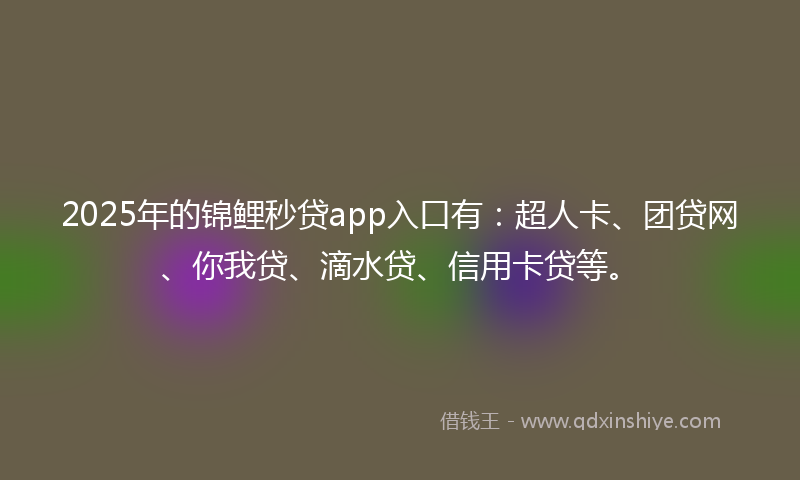 2025年的锦鲤秒贷app入口有：超人卡、团贷网、你我贷、滴水贷、信用卡贷等。