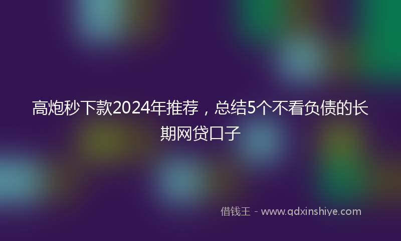 高炮秒下款2024年推荐，总结5个不看负债的长期网贷口子