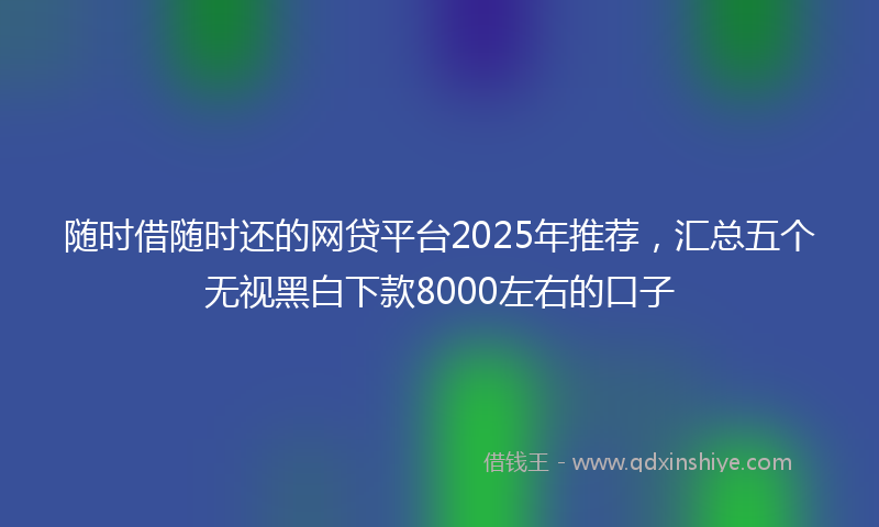 随时借随时还的网贷平台2025年推荐，汇总五个无视黑白下款8000左右的口子