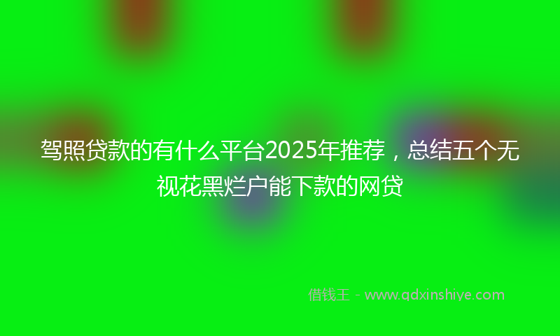 驾照贷款的有什么平台2025年推荐，总结五个无视花黑烂户能下款的网贷