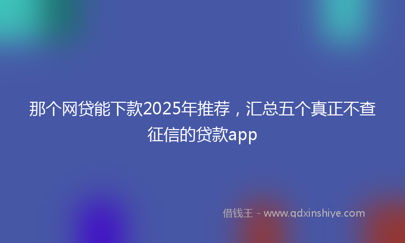 那个网贷能下款2025年推荐，汇总五个真正不查征信的贷款app