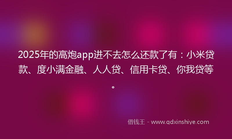 2025年的高炮app进不去怎么还款了有：小米贷款、度小满金融、人人贷、信用卡贷、你我贷等。