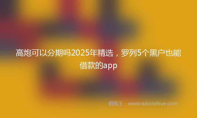 高炮可以分期吗2025年精选，罗列5个黑户也能借款的app