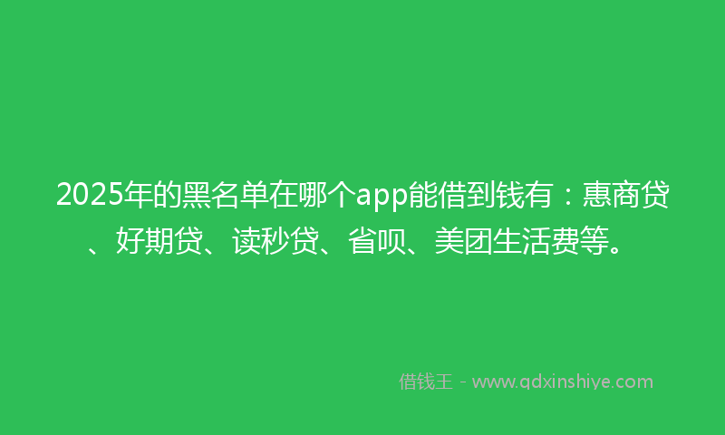 2025年的黑名单在哪个app能借到钱有：惠商贷、好期贷、读秒贷、省呗、美团生活费等。