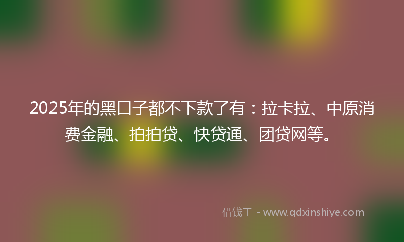 2025年的黑口子都不下款了有：拉卡拉、中原消费金融、拍拍贷、快贷通、团贷网等。