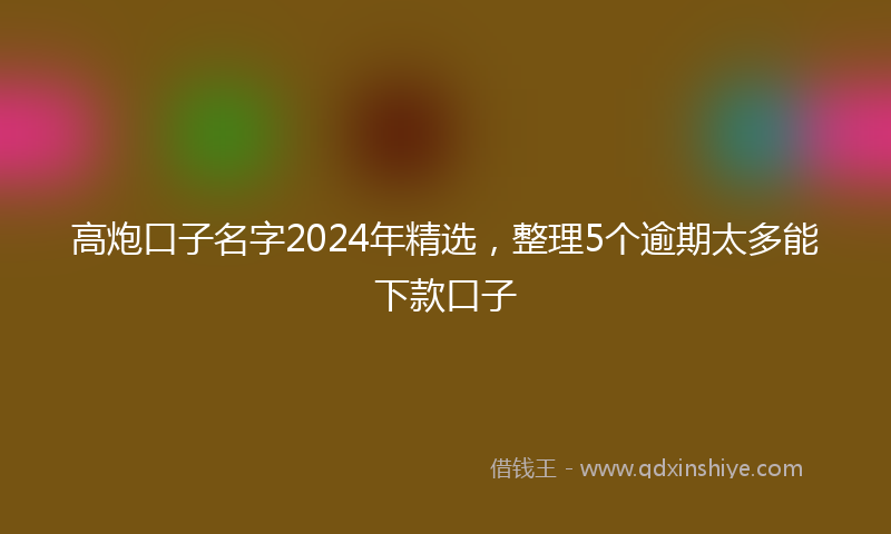 高炮口子名字2024年精选，整理5个逾期太多能下款口子