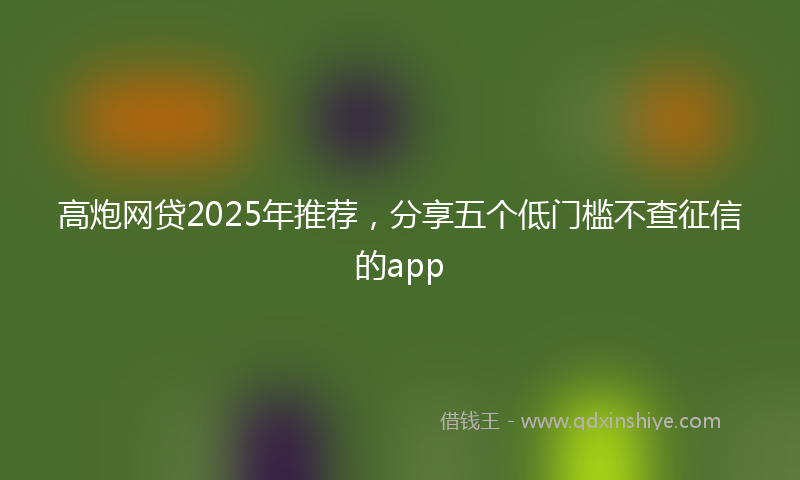 高炮网贷2025年推荐，分享五个低门槛不查征信的app