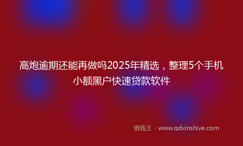高炮逾期还能再做吗2025年精选，整理5个手机小额黑户快速贷款软件