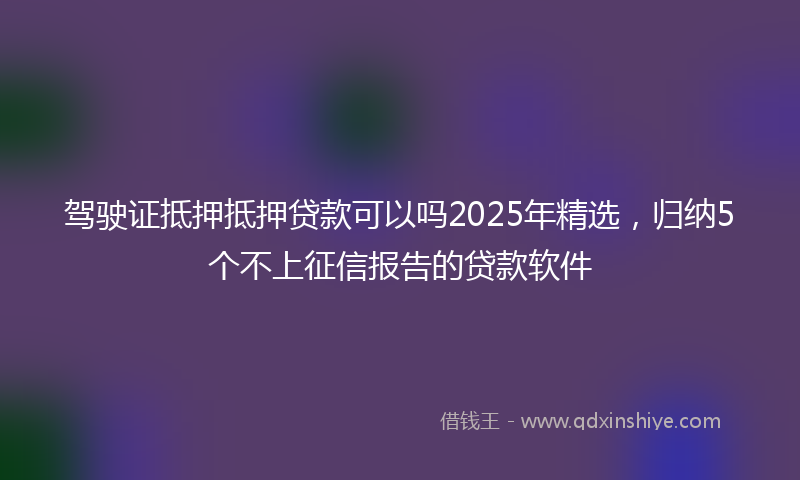 驾驶证抵押抵押贷款可以吗2025年精选，归纳5个不上征信报告的贷款软件