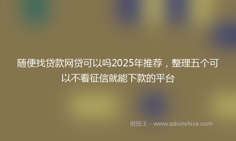 随便找贷款网贷可以吗2025年推荐，整理五个可以不看征信就能下款的平台