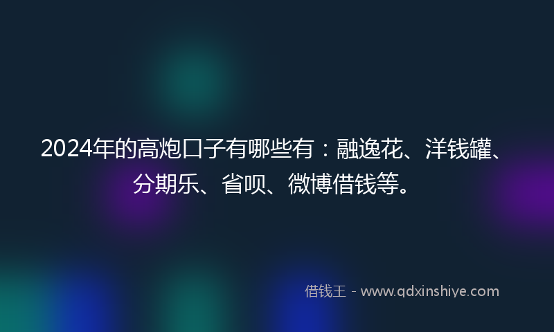 2024年的高炮口子有哪些有：融逸花、洋钱罐、分期乐、省呗、微博借钱等。