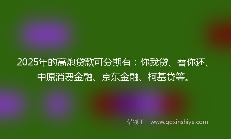 2025年的高炮贷款可分期有：你我贷、替你还、中原消费金融、京东金融、柯基贷等。