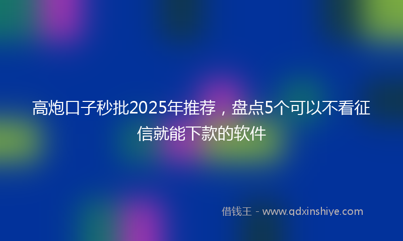 高炮口子秒批2025年推荐，盘点5个可以不看征信就能下款的软件