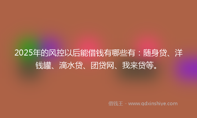 2025年的风控以后能借钱有哪些有：随身贷、洋钱罐、滴水贷、团贷网、我来贷等。